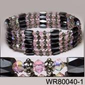 36inch Pink Glass ,Alloy,Magnetic Wrap Bracelet Necklace All in One Set